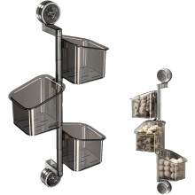 (#01-3-Layer, -) 3-laags roterende zuignap keukenorganizer – boorvrije wandmontage