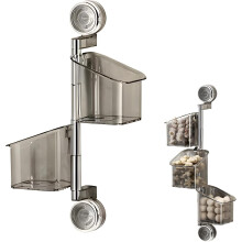 (#01-2-Layer, -) 3-laags roterende zuignap keukenorganizer – boorvrije wandmontage