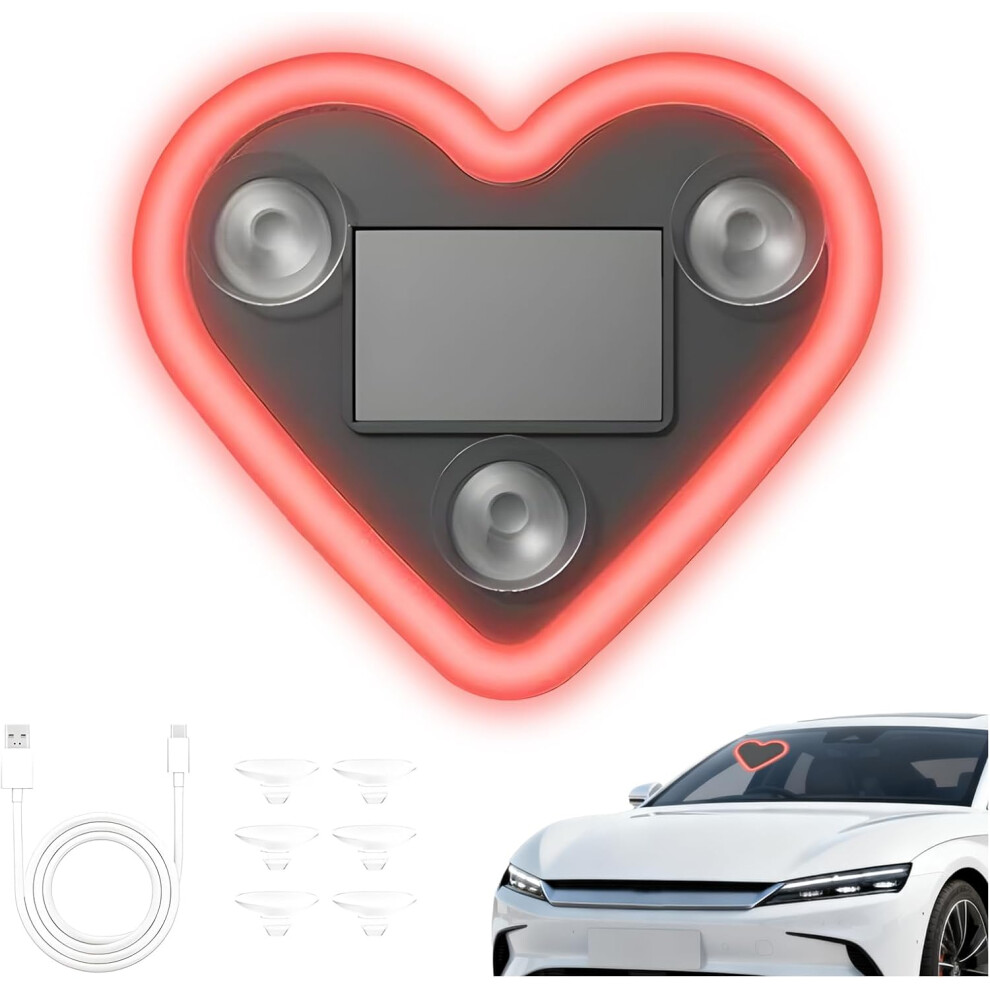 (-1Pc, -) Solar Powe Heart Shape C-Pillar Neon For Car, Ip65 Red/Light 5437706808114