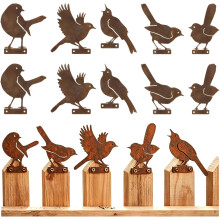 (10p, -) 5 Stück rostige Metall Vogelsilhouetten Gartenkunst, lebensechte Außendeko