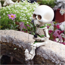(1pc, -) 11cm Mini Schädel Fischer Skulptur, Gothic Halloween Deko
