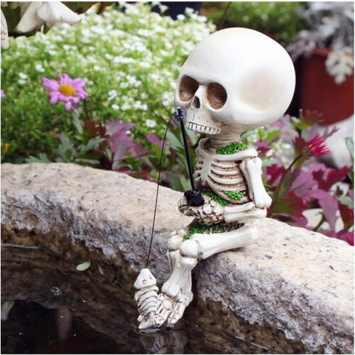 (1pc, -) Mini sculpture crâne pêcheur 11cm, Halloween