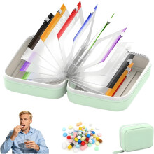 (Green, -) A8 Waterproof Pill Organizer Set, 14 Color-Coded Zippered Pouches