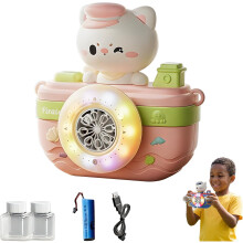 (Pink With Bubble Solution, -) Giocattolo bolla macchina foto gatto nave pirata, con suono e luci
