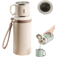 (White, -) Sticlă vid inox 2-in-1, cu pahar – Etanșă
