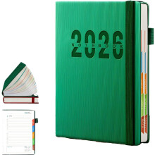 (Green, -) Pianificatore giornaliero 2026, una pagina al giorno, agenda settimanale