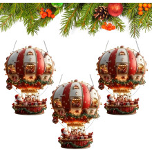 (#01-3pcs, -) στολίδια αερόστατου Santa 2D - Acrylic Christmas