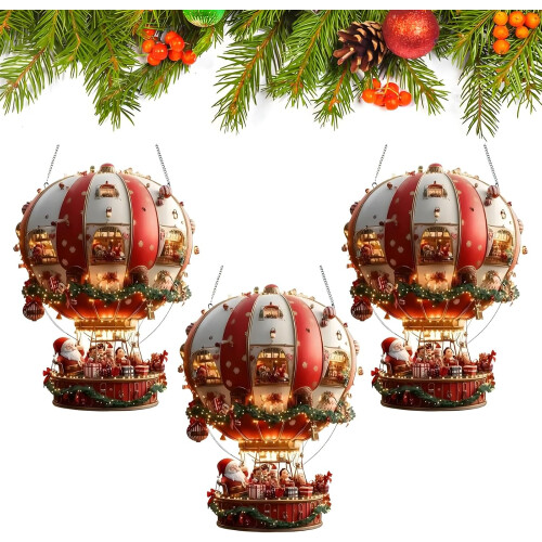 (#01-3pcs, -) στολίδια αερόστατου Santa 2D - Acrylic Christmas