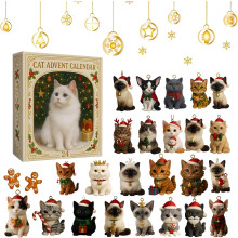 (1PC, -) Ημερολόγιο advent γάτας 2025, 24 φιγούρες ράτσας - For cat lovers