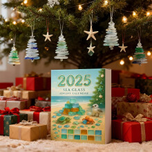 (3PCS, -) Ημερολόγιο advent δέντρου θαλάσσιου γυαλιού, 24 μίνι στολίδια - Ocean lovers