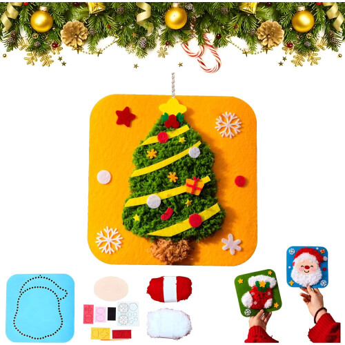 (Christmas Tree, -) Κιτ κεντήματος DIY χριστουγεννιάτικο, χαριτωμένο ζώο - Embroidery sewing kit