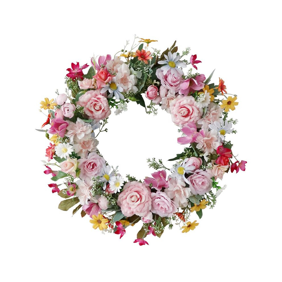 Spring Artificial Daisy Wreath Wildflower Summer Silk Wreaths For Front Door Home Wall Wedding Festival Decor Lavender Wella Elements