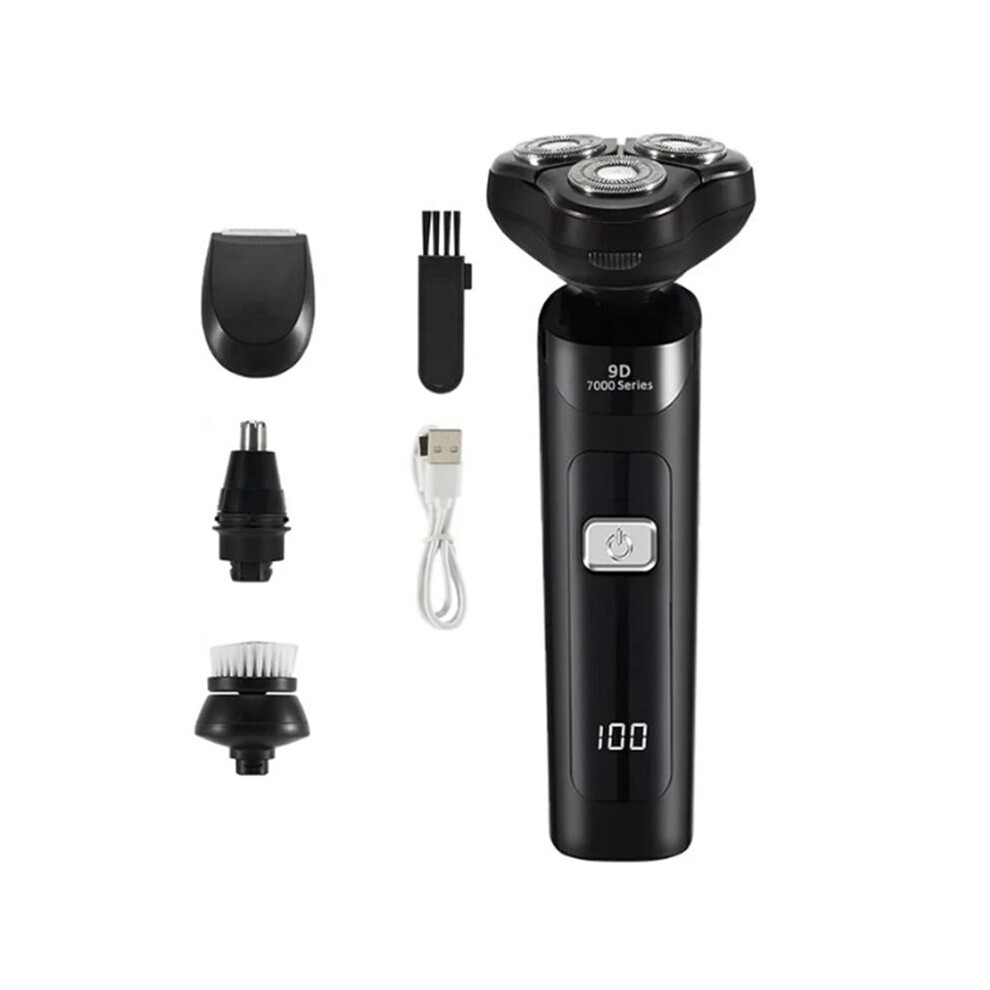 Wella Elements Black Electric Shaver Lcd Digital Display Three- Floating Rechargeable Waterproof Shaver Type-C Charge