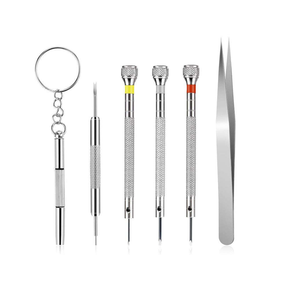 6Pcs Micro-Type Watchmaker Screwdriver 0.8-1.4Mm Precision Screwdriver With Tweezer For Eyeglasses Jewelry Repair 4712108180367