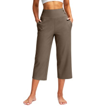 Women's Yoga Capris Pants High Waist Leggings Crop-brown XXXL