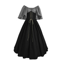 Womens Costume Medieval Dress with Corset-gray black M