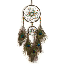 Handmade DreamCatcher Double Ring Circular Net Feather Wind Chimes Car Interior Pendant Home Room