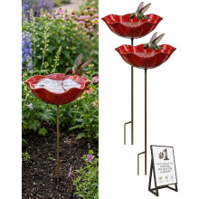 (Mix1, -) Handgefertigte Metall-Blumenhalter mit Vogelbad & Bienen-Wasserstation - Garten Deko