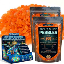 (Orange, 400pcs) Színes, sötétben világító kövek kertbe – kültéri járólámpa pebbles, díszítő ösvényhez