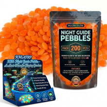 (Orange, 200pcs) Színes, sötétben világító kövek kertbe – kültéri járólámpa pebbles, díszítő ösvényhez