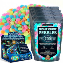 (Multi-colored, 800pcs) Színes, sötétben világító kövek kertbe – kültéri járólámpa pebbles, díszítő ösvényhez