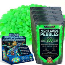 (Green, 800pcs) Leuchtende Gartensteine, bunte Luminous-Pebbles für DIY Wege & Nacht-Deko