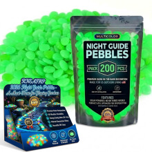 (Green, 200pcs) Leuchtende Gartensteine, bunte Luminous-Pebbles für DIY Wege & Nacht-Deko