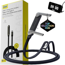(TYPE-C to TYPE-C, -) Cavo USB-C invisibile 2-in-1 con supporto telefono, ricarica 240W