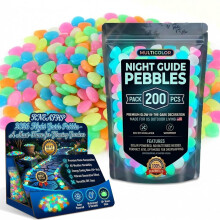 (Multi-colored, 200pcs) Leuchtende Gartensteine, bunte Luminous-Pebbles für DIY Wege & Nacht-Deko