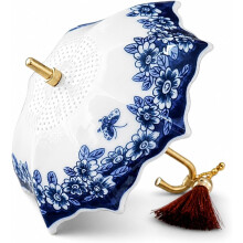(blue umbrella, -) Umbrella Tea Infuser, Chinese Blue & White Porcelain Ceramic Strainer for Loose Leaf