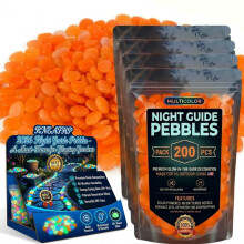 (Orange, 800pcs) Leuchtende Gartensteine, bunte Luminous-Pebbles für DIY Wege & Nacht-Deko