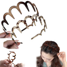 (Black +Brown, 1 Count (Pack of 2)) Peineta cepillo dental en forma de U, diadema reversible de alto volumen para cabello