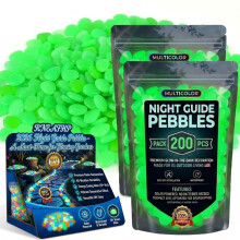 (Green, 400pcs) Színes, sötétben világító kövek kertbe – kültéri járólámpa pebbles, díszítő ösvényhez