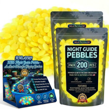 (Yellow, 400pcs) Leuchtende Gartensteine, bunte Luminous-Pebbles für DIY Wege & Nacht-Deko
