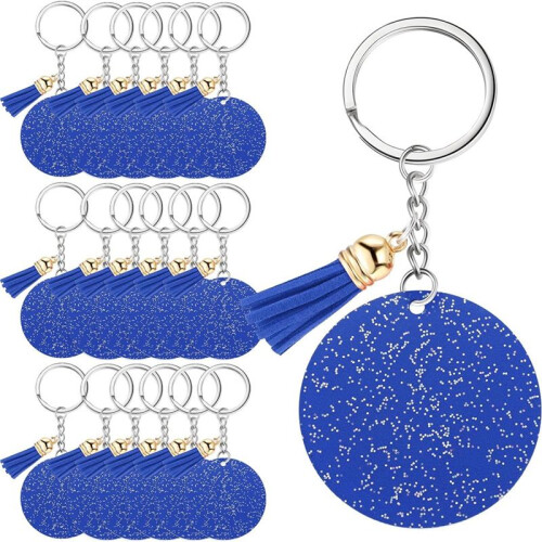 Chaveiro AcríLico em Branco com Chaveiro 1,97 Polegadas Glitter AcríLico em Branco FaçA Você Mesmo Chaveiro Borla Azul
