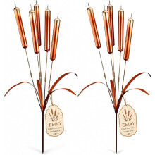 (2pcs, -) Estaca de Jardim com Sino de Vento Cattail, Arte Rústica de Cobre para Plantas