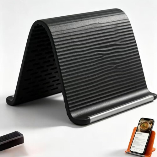 (Black, -) Support téléphone pliable silicone, socle bureau réglable