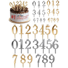 (2mix, -) Reusable Number Birthday Cake Candle Holder Set, Gold Metal Digital Cake Topper