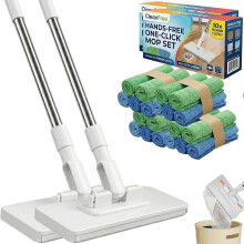 (2pcs With 20 Cloth, -) Hands-free Flachmopp, Ein-Klick Bodenreinigung, Sockel- & Fensterreinigungsset