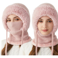 (Pink, -) Sciarpa cappello 3-in-1 per donna, balaclava invernale termica antivento