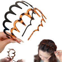 (Amber+Black, 1 Count (Pack of 2)) Peineta cepillo dental en forma de U, diadema reversible de alto volumen para cabello