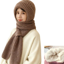 (Khaki, -) Vielseitiger gestrickte Kapuzenschal, winddicht & warm, integrierte Maske & Mütze