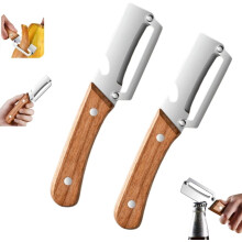 (2PCS, -) Upgraded 2-in-1 Vegetable Peeler – Wooden Handle & Bottle Opener