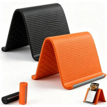 (Orange +Black, -) Support téléphone pliable silicone, socle bureau réglable