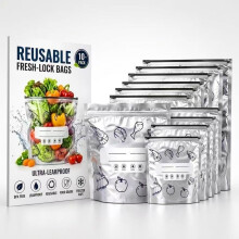 (10 PCS, Small) Wiederverwendbare Alufolie versiegelte Aufbewahrungsbeutel, Zip-Lock Gefrierbeutel