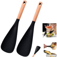 (11.4 in, -) Multifunktioneller Silikon-Kochlöffel, hitzebeständiger Spatel mit Holzgriff