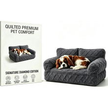 (Dark Grey, Small(Small)) Kuscheliges Haustier Sofa Bett für Hunde & Katzen, große flauschige Couch mit Anti-Rutsch