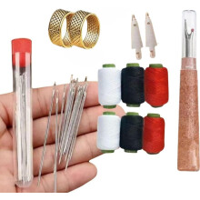 (37 PCS, -) 37 kpl isosilmäinen teräsneula sarja, ruostumaton käsinompeluneula