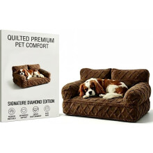 (khaki, Small(Small)) Kuscheliges Haustier Sofa Bett für Hunde & Katzen, große flauschige Couch mit Anti-Rutsch
