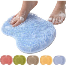 (Blue, -) Podložka na čistenie chodidiel pod sprchou s protišmykovými prísavkami, exfoliačná vanička